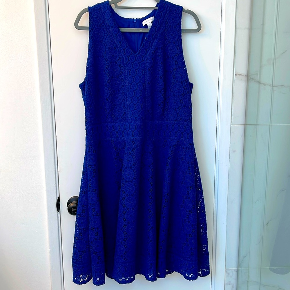 Charter Club Women's Blue Lace Fit & Flare Dress Size XL NWT